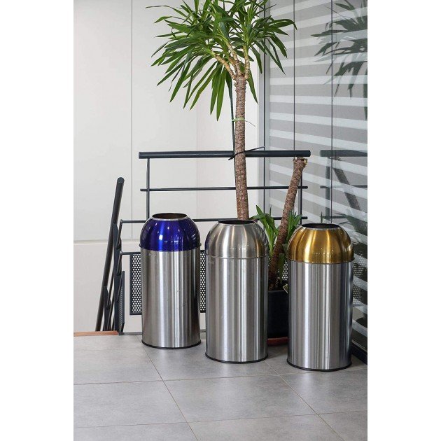 Home poubelle inox 40l tri sélectif dôme ouvert