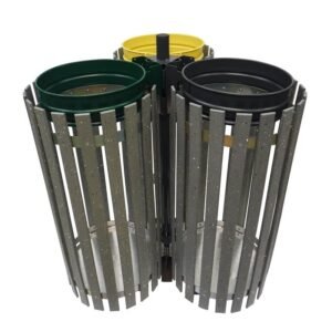 support sac poubelle 3 flux entourage bois 110 l