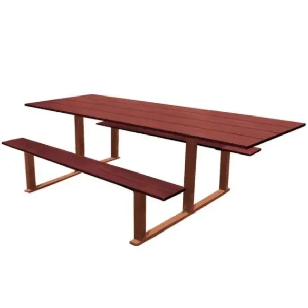 table pique nique pmr compact effet acajou et acier
