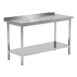 table inox avec dosseret et étagère 700 mm