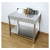table inox avec dosseret et étagère 700 mm