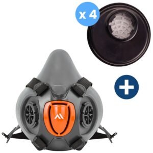 demi masque en tpr avec 4 filtre combiné a2p3 à baïonnette