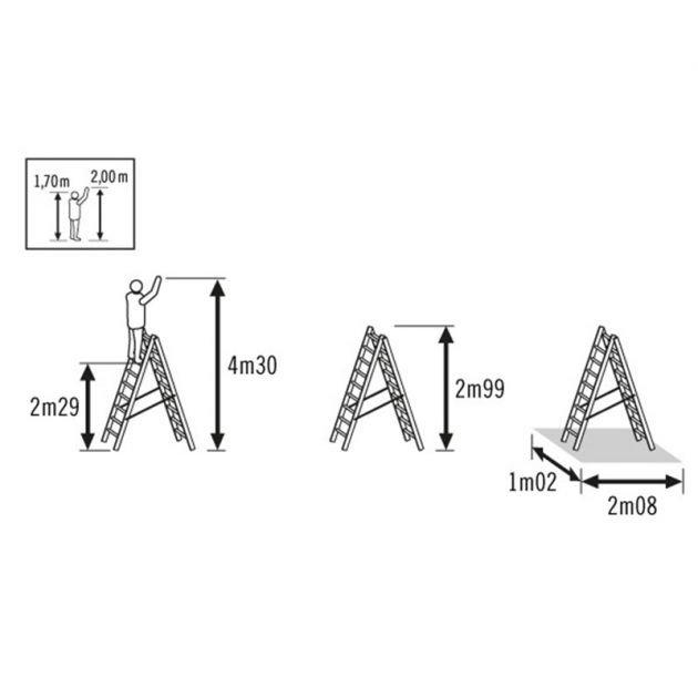 echelle transformable 3 plans avec base évasée echelle transformable 3 plans avec base évasée