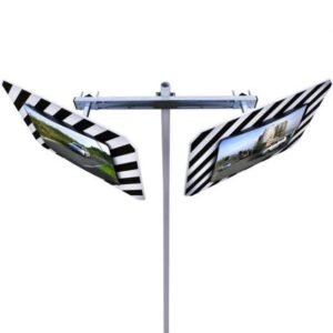 fixation deux miroirs sur poteau