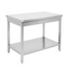 table inox avec dosseret et étagère 700 mm