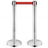 2 poteaux de guidage chromés à sangle rétractable rouge