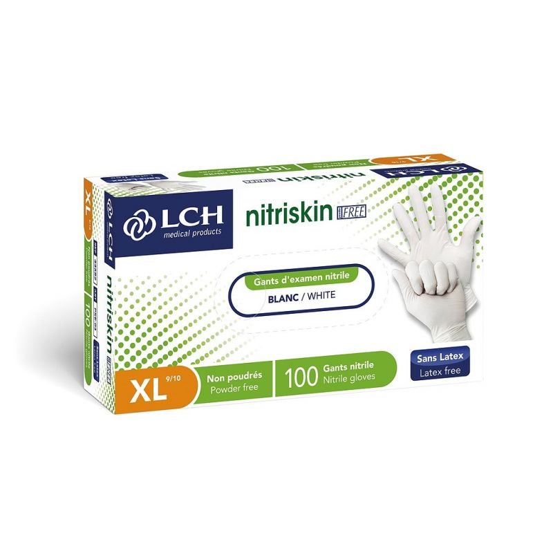 Gant nitrile blanc non poudré x100