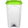 Poubelle blanche à pédale couvercle vert