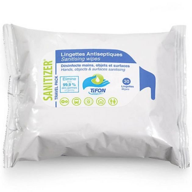 Lingette hydroalcoolique mains et surfaces EN14476 Sanitizer x30