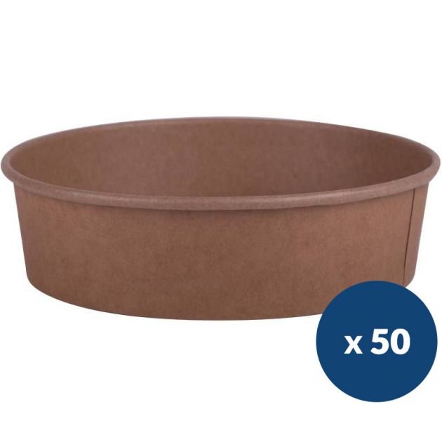 Bol carton kraft brun 1000 ml Ø18,5 cm x50