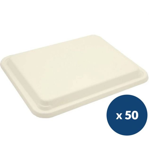 Couvercle plateau repas fibre de canne 5 compartiments x50