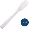 Fourchette réutilisable blanche PP 18 cm x10