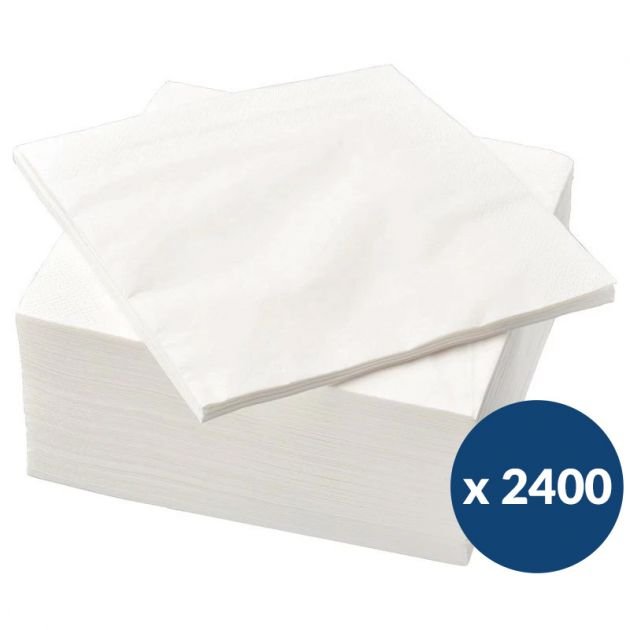 Serviettes en papier Ecolabel blanche 33 x 33 cm - colis de 2 400