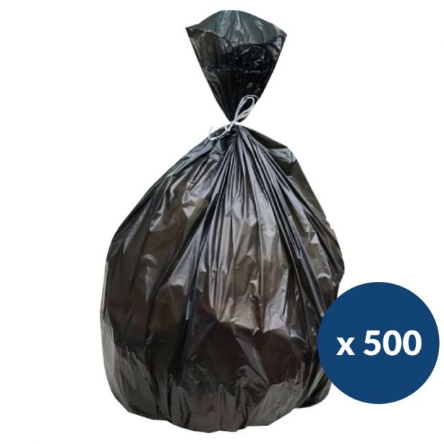 Sac poubelle gris noir lien classique Delcourt30 L - carton de 500