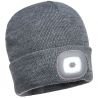 Lampe frontale LED rechargeable USB Beanie gris lampe