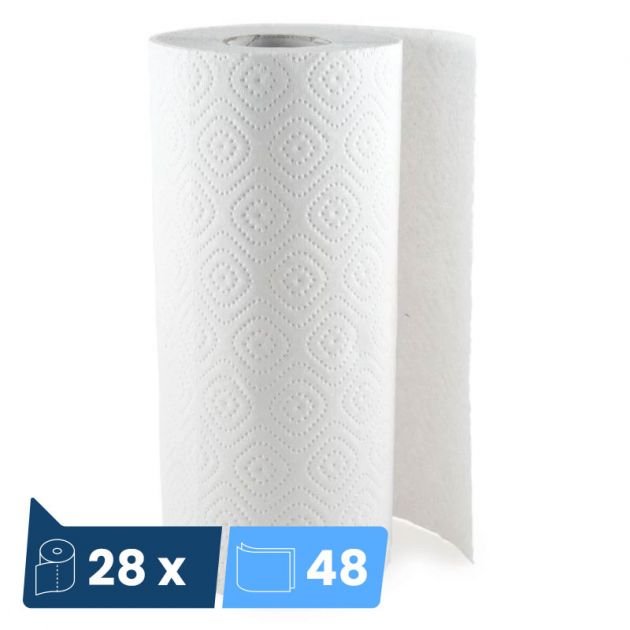 Essuie tout double épaisseur Ecolabel blanc 28 rouleaux