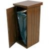 Poubelle extérieure 130 L en béton aspect bois marron ouvert