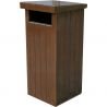 Poubelle extérieure 130 L en béton aspect bois marron