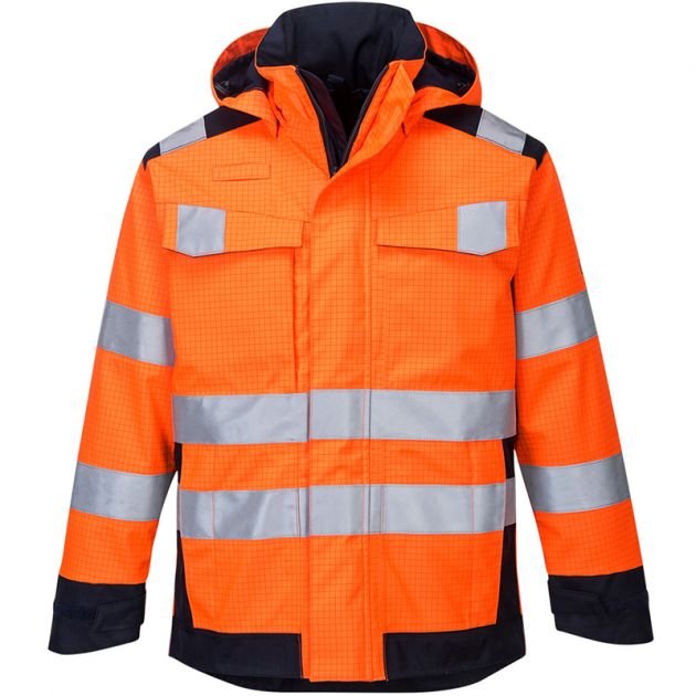 Veste de pluie modaflame arc électrique orange face