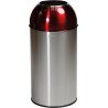 Poubelle ronde de tri sélectif en inox 40 L Open Dome Probbax ROUGE