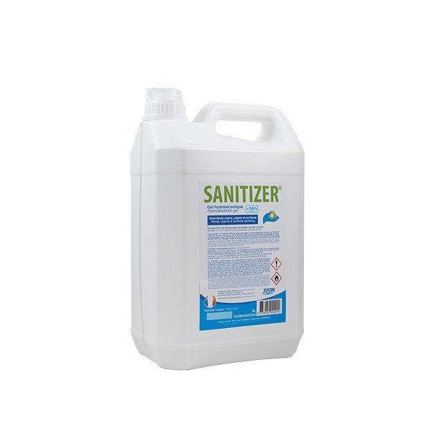 Gel hydroalcoolique norme EN14476 bidon 5 L Sanitize
